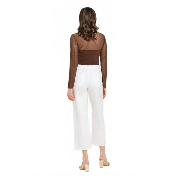 NEW VERVET BY FLYING MONKEY high rise crop wide leg jeans in optic white - Picture 4 of 4